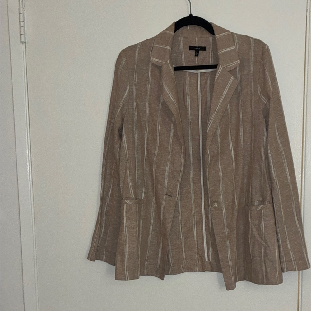 DREW Beige Striped Blazer